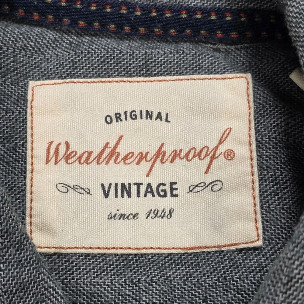Original Weatherproof Vintage Button Down Shirt Men's Size‎ M Grey Herringbone